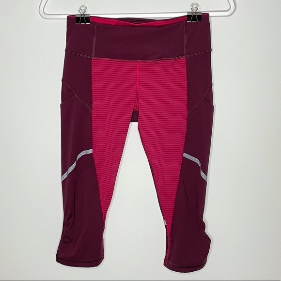 ❤️ LULULEMON 4 Red Cropped Leggings B11 - Picture 1 of 8